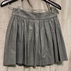 Alice + Olivia Gray Leather Skater Skirt
